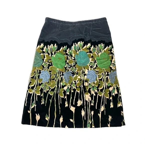 Vintage Y2K Ted Baker Women’s Floral Velvet Art To Wear Skirt- Size Small - Picture 2 of 6